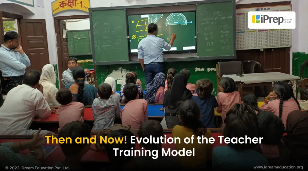 A comparison image depicting the evolution of the teacher training model is Leading to Higher Acceptance of Technology in Classrooms by Teachers 
