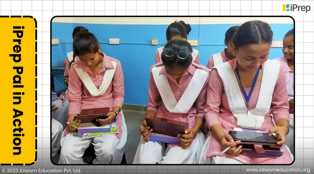 Students learning with iPrep PAL on tablets given to them under the e-Adhigam program initiated by the Department of Education, Haryana.
