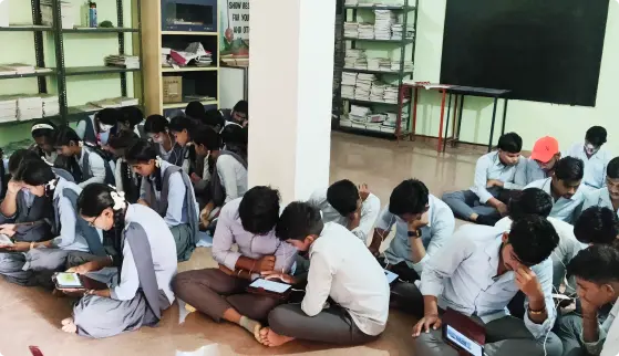 Student accessing digital library resources on a tablet as part of a tablet-based digital library setup in a school setting