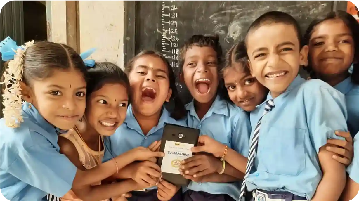 Image of students from Meghalaya during the setup of a smart classroom under Project Ka Lawei