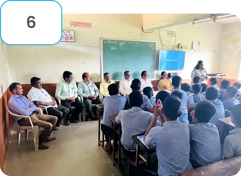 Teachers attending a experiential smart class training session after the implementation of smart class under a CSR education project